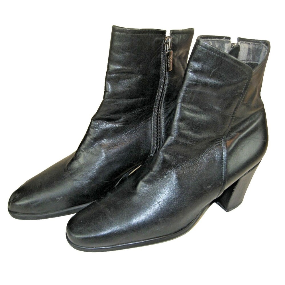 Womens Enzo Angiolini Begany Ankle High Black Leather (Brazil) Side Zip Boots 6A